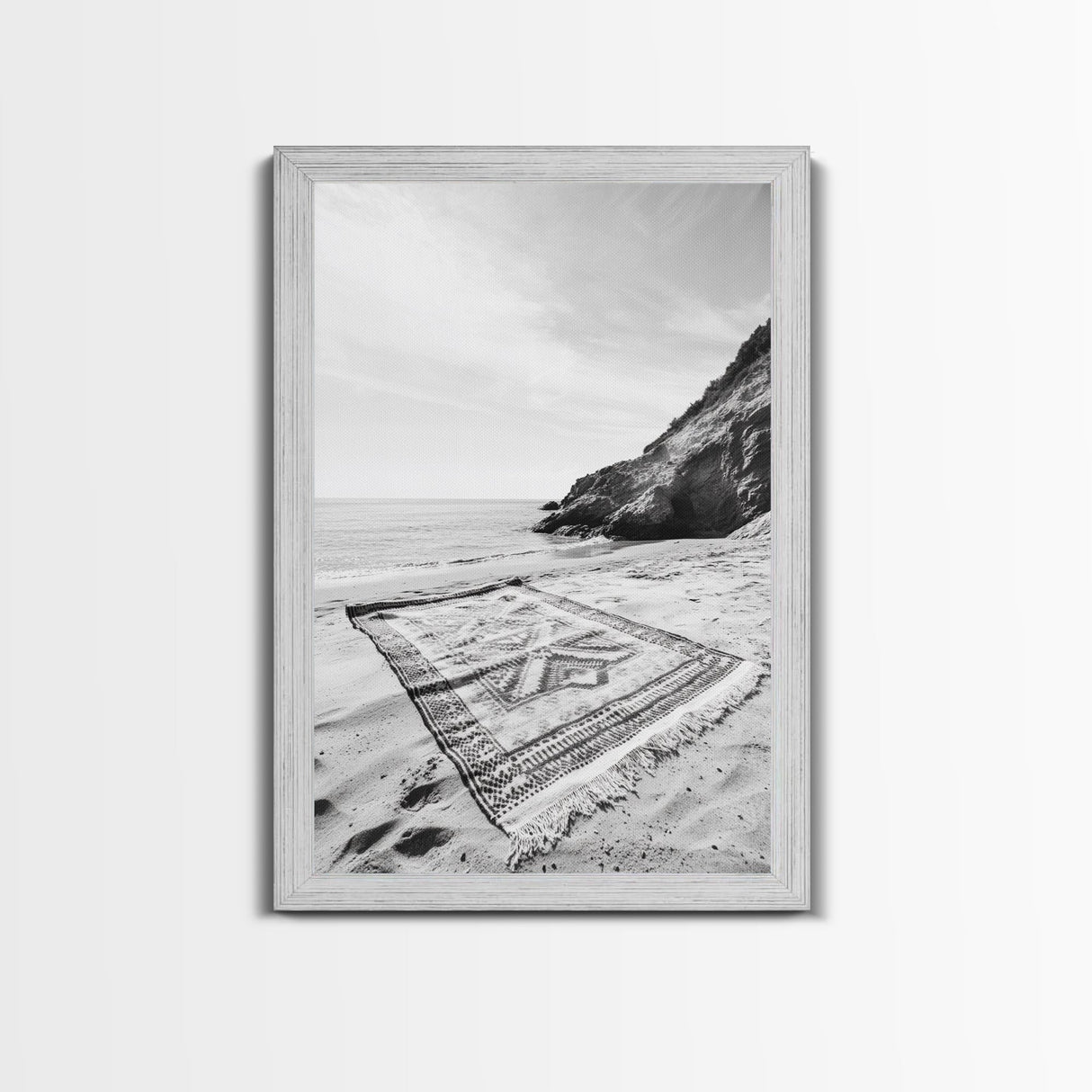 Tribal Blanket, Ocean Vibe, Coastal Pattern, Canvas Print, Beach Boho Wall Art, Neutral Home Decor, Summer Beach Bedroom