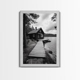 Lake Cabin Path, Nordic Forest Retreat, Nature Escape, Canvas Print, Cozy Wall Art, Scandinavian Decor, Fall Rustic Living Room Art