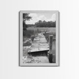 Marsh Dock, Southern Nature, Weathered Pier, Framed Canvas Print, Guest Room Wall Art, Rural Landscape, Fall Wall Art, Country Style