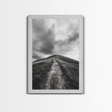 Winding Path, Hilltop View, Cloudy Horizon, Minimalist Landscape, Canvas Print, Bedroom Wall Art, Serene Decor, Fall Art Piece