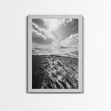 Underwater Scene, School of Fish, Ocean Photography, Split Shot Water, Framed Canvas Print, Bathroom Wall Art, Coastal Decor