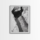 Rock Crevice, Light Ripples, Natural Texture, Abstract Nature, Framed Canvas Print, Kitchen Wall Art, Earth Tone Style, Modern Rustic