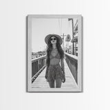Pier Walk, Summer Fashion, Coastal Vibes, Chic Girl, Canvas Print, Fashion Wall Art, Modern Decor, Teen Room Artwork, Stylish Aesthetic