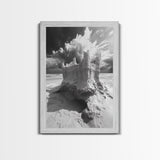 Sand Castle, Beach Fantasy, Dramatic Sky, Coastal Fortress, Framed Canvas Print, whimsical decor, kids room wall art, fairytale beach scene