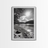 Ocean Shoreline, Serene Landscape, Coastal Photography, Canvas Print, Modern Nature Decor, Living Room Wall Art, Black and White Art