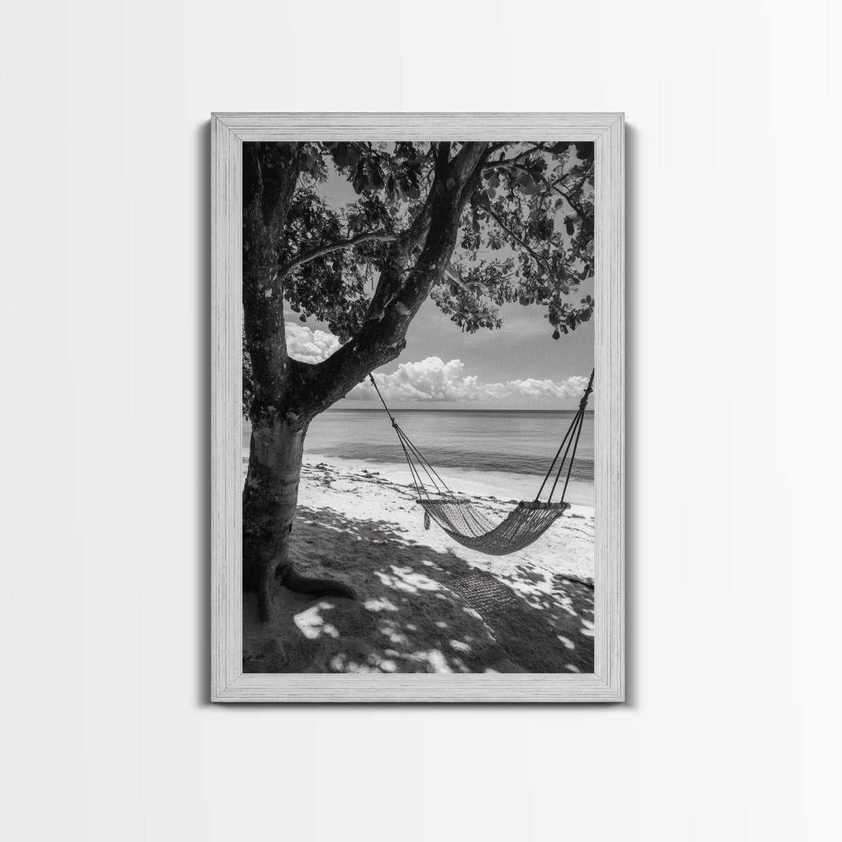 Hammock Relaxation, Beach Shade, Seaside Breeze, Canvas Print, Boho Bedroom Wall Art, Coastal Calm Tropical Home Decor