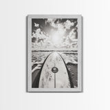 Surfboard Horizon, Ocean Waves, Beach Photography, Summer Vibes, Canvas Print, Teen Room Wall Art, Coastal Decor, Modern Surf Art