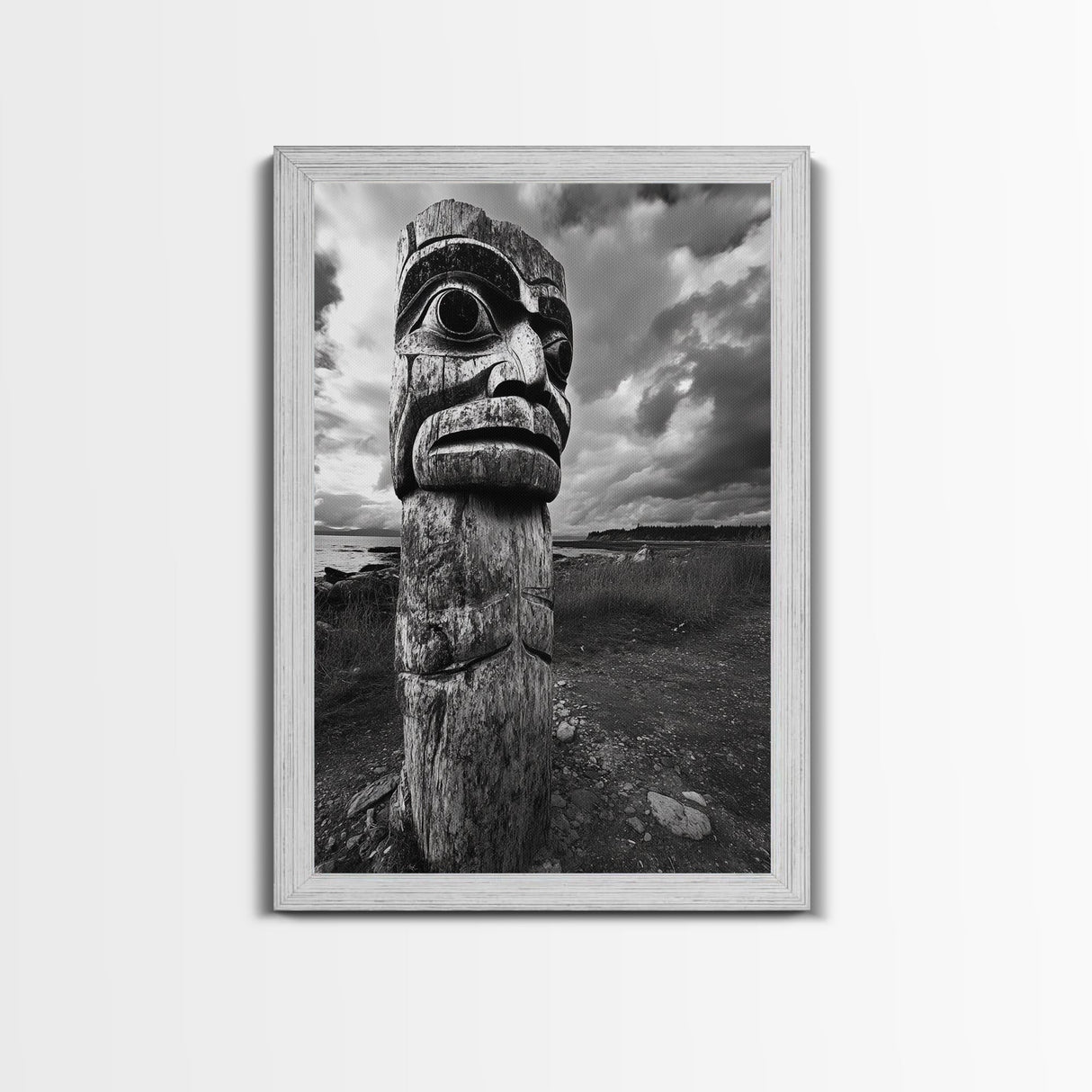 Tribal Totem, Ancient Spirit, Cultural Power, Canvas Print, Rustic Wall Art, Boho Living Room Decor, Ethnic History Accent