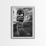 Tribal Totem, Ancient Spirit, Cultural Power, Canvas Print, Rustic Wall Art, Boho Living Room Decor, Ethnic History Accent