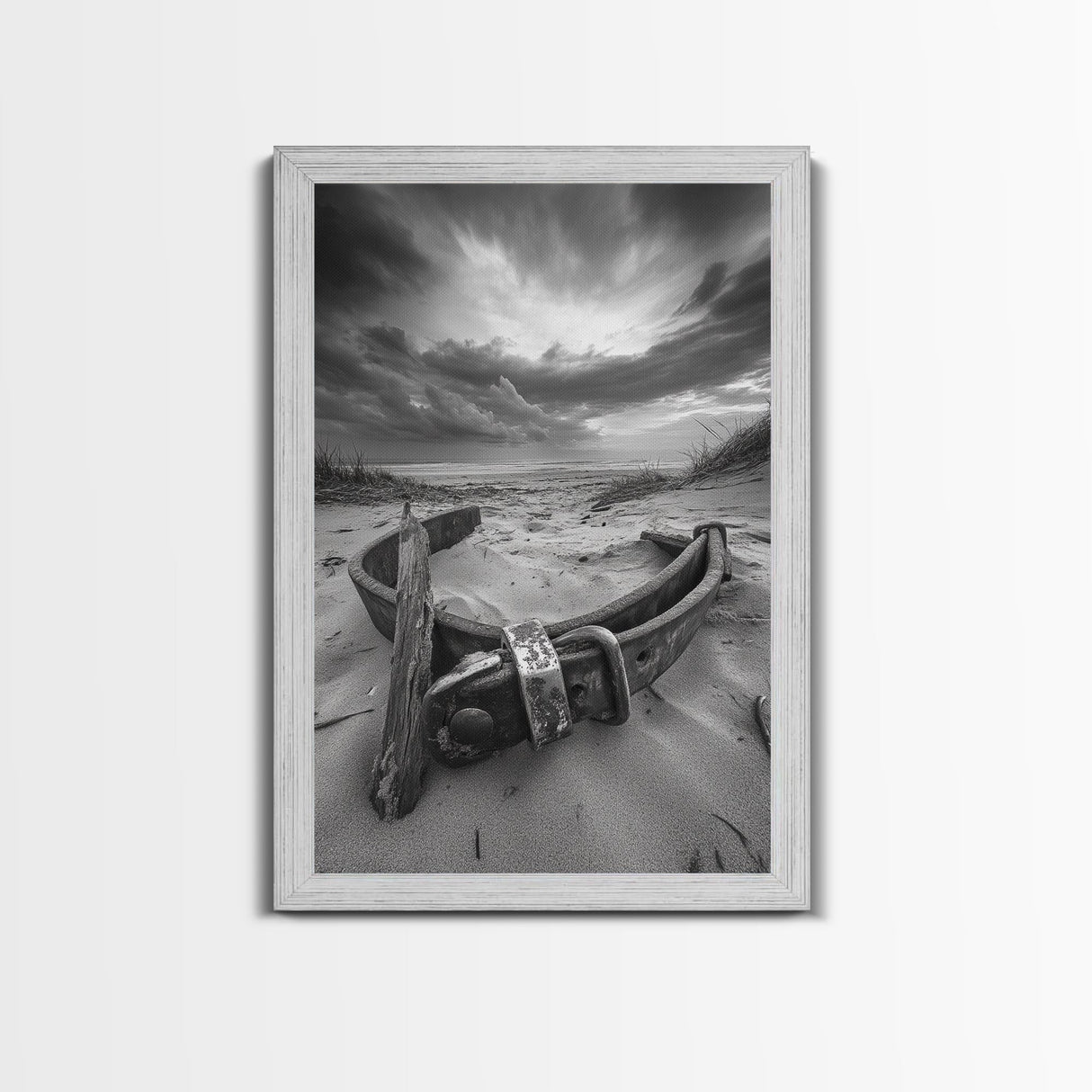 Coastal Relic, Rustic Sand Dunes, Weathered Wood, Canvas Print, Beach House Wall Art, Moody Ocean Decor, Fall Home Styling