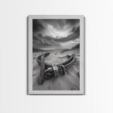 Coastal Relic, Rustic Sand Dunes, Weathered Wood, Canvas Print, Beach House Wall Art, Moody Ocean Decor, Fall Home Styling