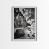 Cliffside Trees, Coastal Horizon, Rugged Seashore, Pacific Northwest Print, Framed Canvas Print, Fall Nature Wall Art, Den Decor