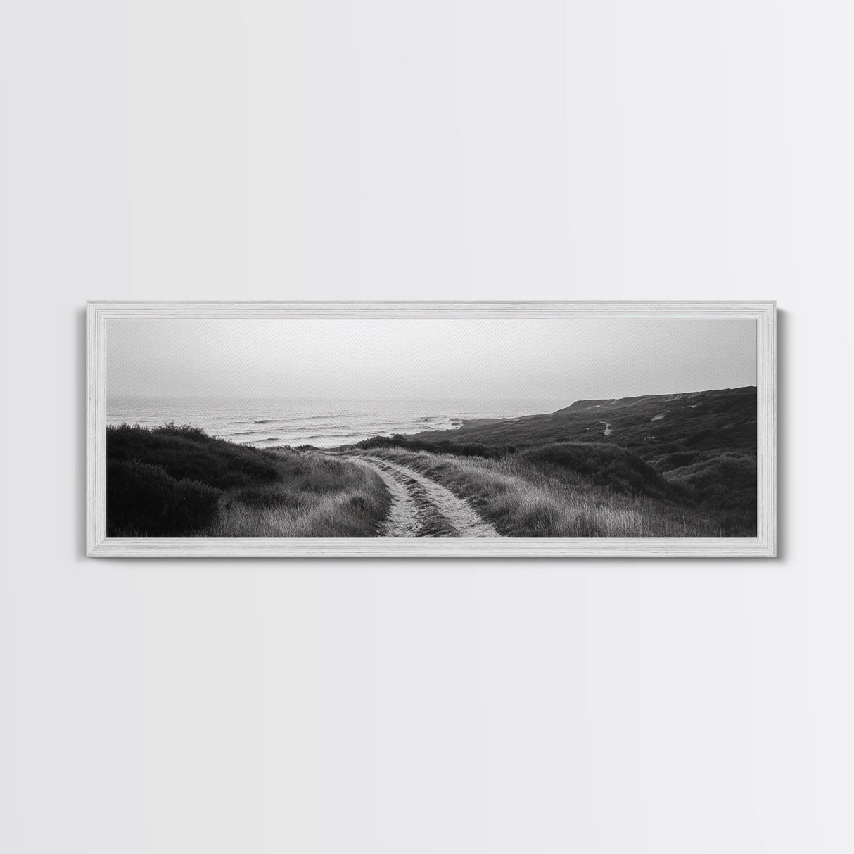 Coastal Path, Ocean Trail, Nature Journey, Canvas Print, Rustic Landscape Art, Entryway Wall Decor, Seaside Minimalist Photo