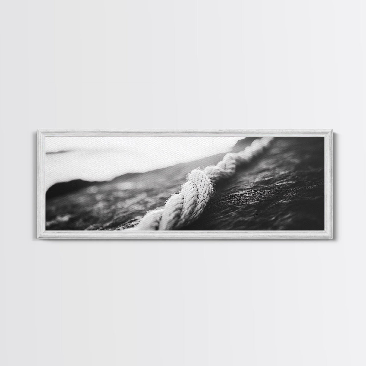 Rope Detail, Coastal Texture, Closeup Knot, Framed Canvas Print, Nautical Wall Decor, Minimalist Wall Art, Beach Home Accent, Ocean Print
