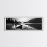Alpine Lake, Moody Mountains, Foggy Reflection, Canvas Print, Serene Wall Art, Nature Photography, Bedroom Art, Den Decor, Office Decor