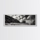 Cliff House, Ocean Cabin, Windy Coast, Framed Canvas Print, Moody Landscape Art, Rustic Wall Decor, Autumn Entryway Art