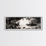 Ocean Cave, Coastal Trees, Natural Light, Canvas Print, tranquil coastal wall art, bedroom boho decor, dreamy nature scene artwork