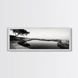 Seaside Pool, Nature Reflections, Calm Coastline, Canvas Print, minimalist zen wall art, spa bathroom decor, peaceful landscape photography
