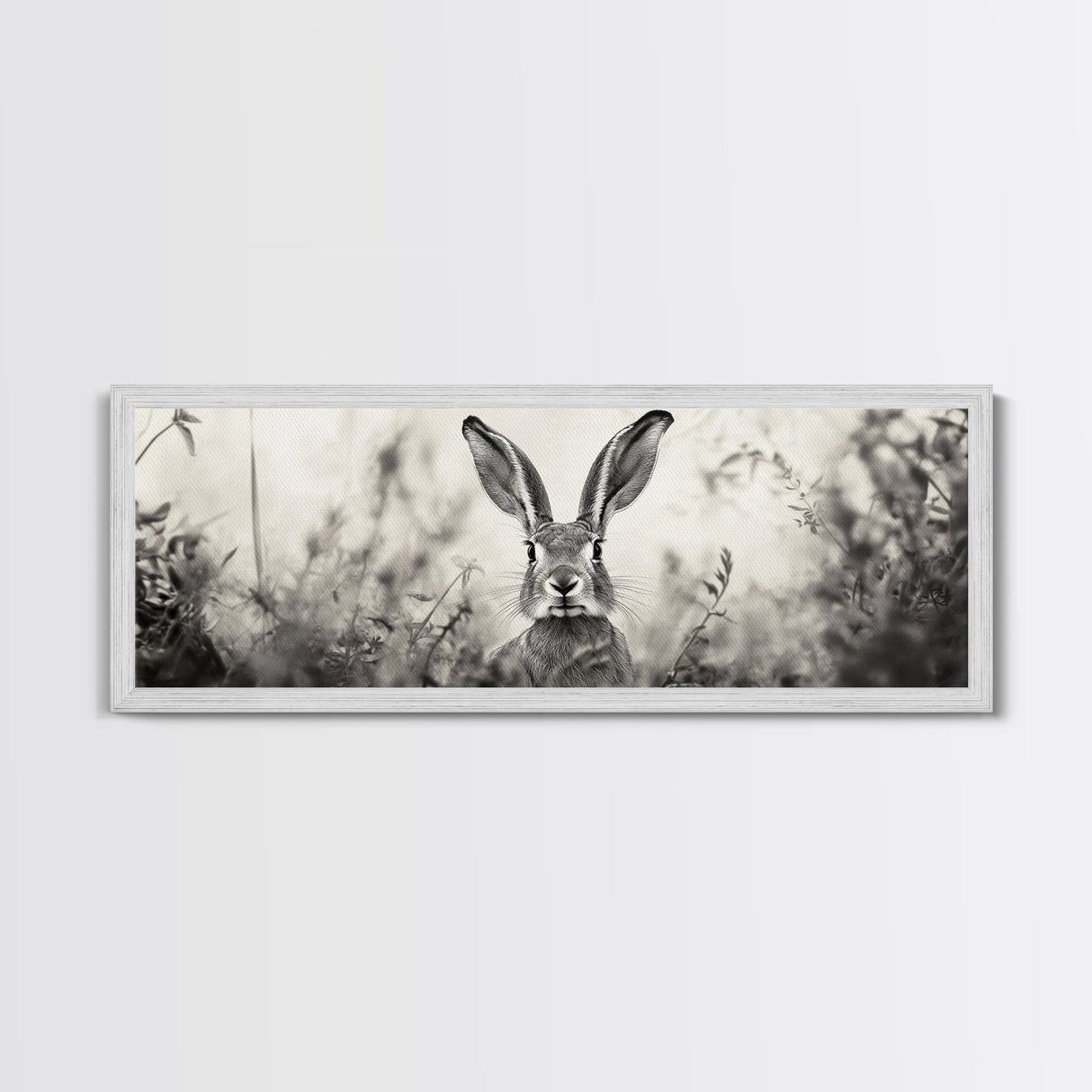Curious Rabbit, Meadow Watch, Nature Close-Up, Canvas Print, Farmhouse animal art, Nursery decor, Whimsical wildlife, Woodland home touch
