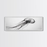 Jellyfish, Ocean Flow, Underwater Beauty, Canvas Print, Marine life wall decor, Coastal bathroom art, Minimalist ocean art, Black and white