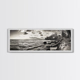 Coastal Shoreline, Autumn Landscape, Nature Photography, Framed Canvas Print, Rustic Decor, Lake House Art, Fall Wall Art, Neutral Tones