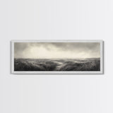 Foggy Path, Coastal Field, Silent Morning, Canvas Print, Neutral Bedroom Art, Scandinavian Style, Minimal Fall Wall Decor