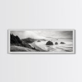 Pacific Coast, Misty Cliffs, Ocean Rocks, Moody Beach Scene, Canvas Print, Modern Nature Decor, Living Room Wall Art, Coastal Landscape