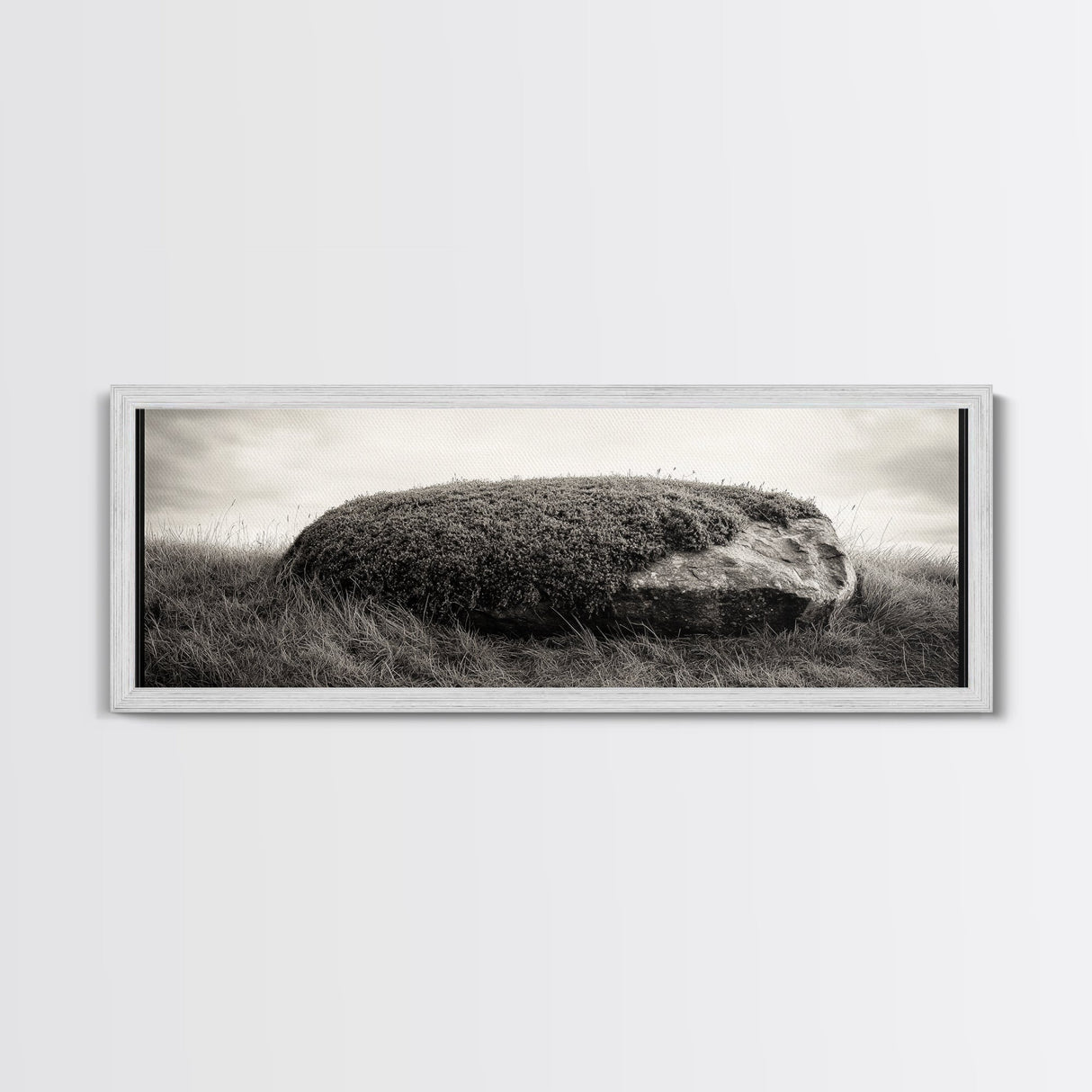 Heather Rock, Grassy Field, Natural Simplicity, Earthy Tones, Canvas Print, Rustic Home Decor, Minimalist Nature Wall Art, Fall Inspired Art