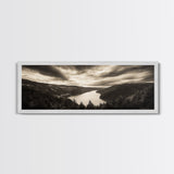 River Valley View, Dramatic Sky, Forest Landscape, Framed Canvas Print, Nature Photography, Entryway Wall Art, Moody Earth Tones