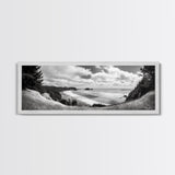 Ocean Bluff View, Seaside Hills, Coastal Forest Horizon, Framed Canvas Print, Nature Landscape Art, Living Room or Office Decor