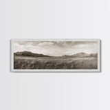 Golden Prairie, Mountain Horizon, Rustic Calm, Canvas Print, Fall Wall Art, Country Living Room Decor, Neutral Tones Photography