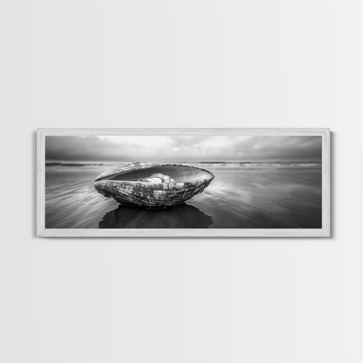Seashell Closeup, Beach Photography, Ocean Minimalism, Canvas Print, Bathroom Wall Art, Coastal Modern Decor, Nautical Neutral Art