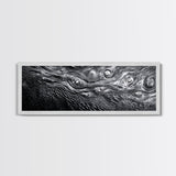 Liquid Texture Waves, Abstract Water Photography, Monochrome Art, Framed Canvas Print, Modern Living Room Wall Art, Nature-Inspired Decor
