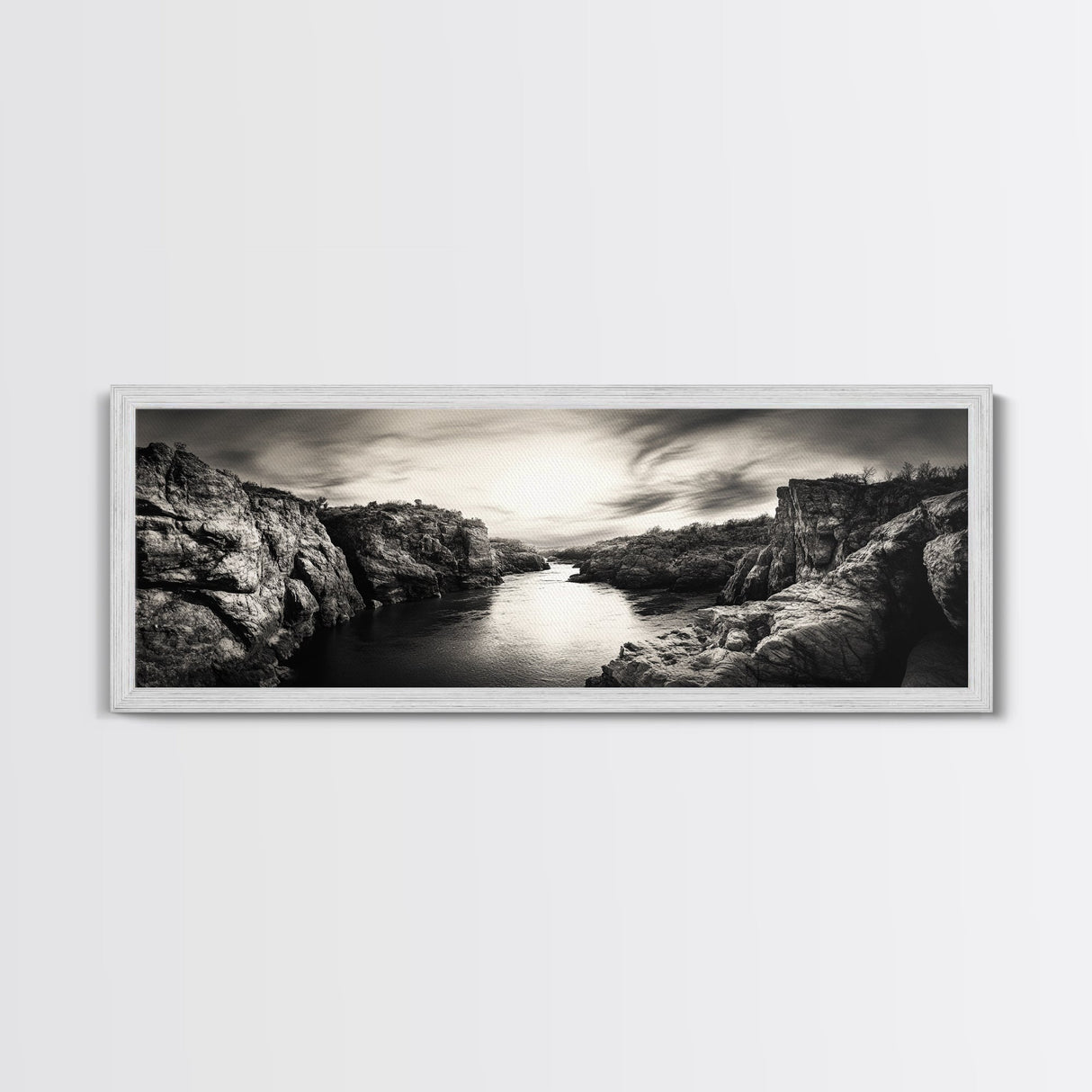 Canyon River Sunset, Dramatic Sky Photography, Nature Scene Art, Framed Canvas Print, Office or Hallway Wall Decor, Bold Earth Tones