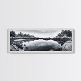 Coastal Reflections, Tide Pool, Rocky Shoreline, Framed Canvas Print, Seaside Nature Art, Minimalist Coastal Decor, Zen Bathroom Art