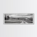 Mountain Valley, Country Road, Rural Home, Framed Canvas Print, Farmhouse Wall Art, Living Room Decor, Autumn Country Landscape