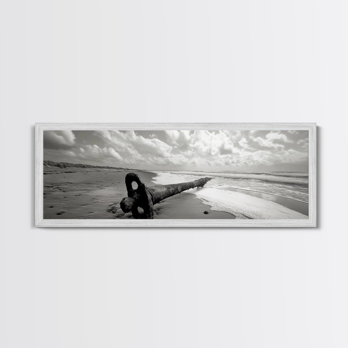 Rusted Anchor Pipe, Coastal Beach Art, Ocean Photography, Framed Canvas Print, Nautical Wall Art, Bedroom or Bathroom Decor