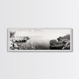 Coastal Rock Pool, Ocean Reflection, Natural Serenity, Peaceful Seascape, Framed Canvas Print, Zen Wall Art, Office Decor, Minimalist Look