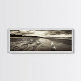 Seagull Beach Walk, Coastal Landscape, Minimalist Style, Canvas Print, Beach Wall Art, Fall Decor, Bedroom Wall Art, Nature Photography