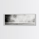 Waterfall Mist Scene, Nature Wall Decor, Canvas Print, Modern Minimalist Art, Neutral Tones, Living Room Wall Art, Black White Landscape