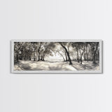 Dreamy Beach Forest, Sepia Trees, Canvas Print, Nature Wall Decor, Fall Bedroom Art, Rustic Woodland Landscape, Tree Shadow Light