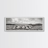 Scallop Shell Cluster, Dune Beach Scene, Canvas Print, Coastal Kitchen Decor, Minimalist Shell Wall Art, Natural Beach Aesthetic
