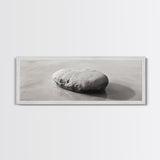 Smooth Beach Rock, Minimal Seascape, Zen Coastal Decor, Tranquil Framed Canvas Print, Modern Spa or Bedroom Wall Art