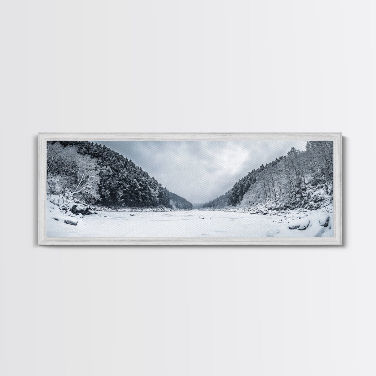 Snowy Pines, Winter Forest, Cold Wilderness, Framed Canvas Print, Christmas wall art, lodge decor, mountain retreat art, woodland art
