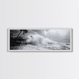 Stormy Waves, Ocean Fury, Tropical Housefront, Canvas Print, dramatic coastal decor, fall storm wall art, modern living room statement