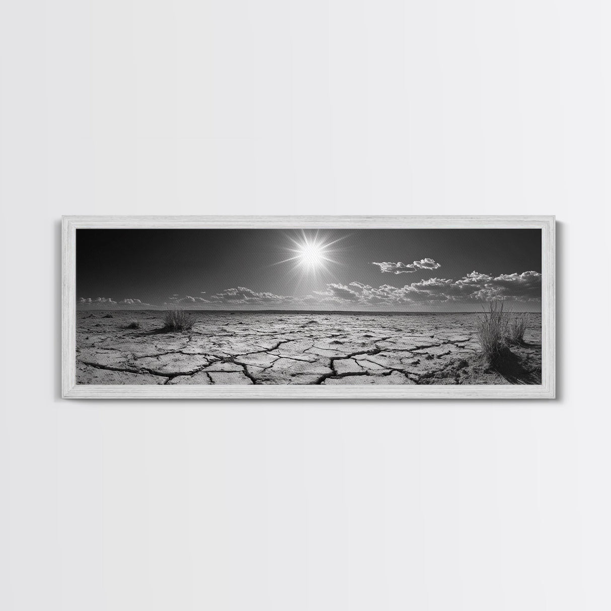 Cracked Earth, Desert Heat, Sunburst Drought, Canvas Print, rustic fall decor, southwest desert art, boho entryway wall statement