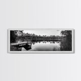 Still Lake Dock, Nature Reflections, Tranquil Scene, Canvas Print, Rustic Landscape Photography, Farmhouse Wall Art, Entryway Decor