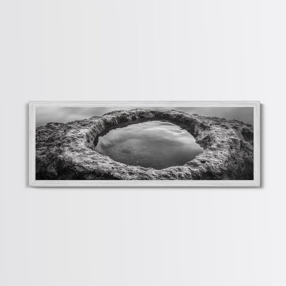 Tidal Pool Rock, Ocean Reflection, Earth Texture, Canvas Print, Zen Bathroom Wall Art, Natural Element Decor, Minimalist Photography
