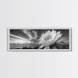 Desert Bloom Flower, Coastal Cactus Sunrise, Nature Canvas Print, Southwestern Wall Art, Boho Bathroom or Bedroom Decor