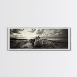 Seaside Canvas Bags, Coastal Travel Vibes, Rustic Ocean Decor, Neutral Wall Art, Framed Canvas Print, Bedroom Beach Art